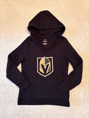 Vegas Golden Knights Hockey Hooded Sweatshirt Size S Black VGK Logo Cotton Fleec